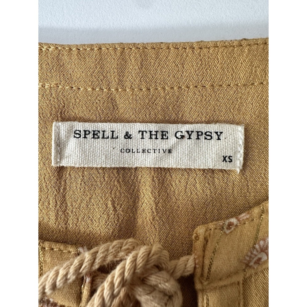 Spell and The Gypsy Coco Lei Blouse Top Women's XS Caramel Boho Embroidered - Picture 5 of 14